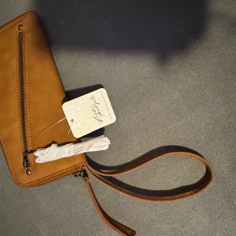 Free People Tan Leather Wristlet